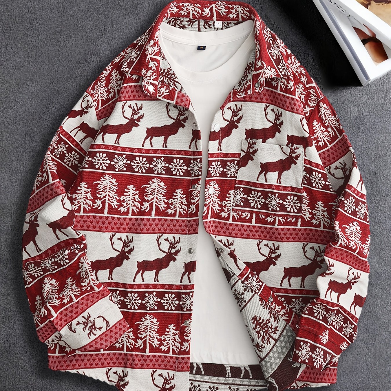 Veste Chemise Homme Vintage Américaine Ours Tissé, Chemise Décontractée Tendance Haut de Gamme pour l'Automne
