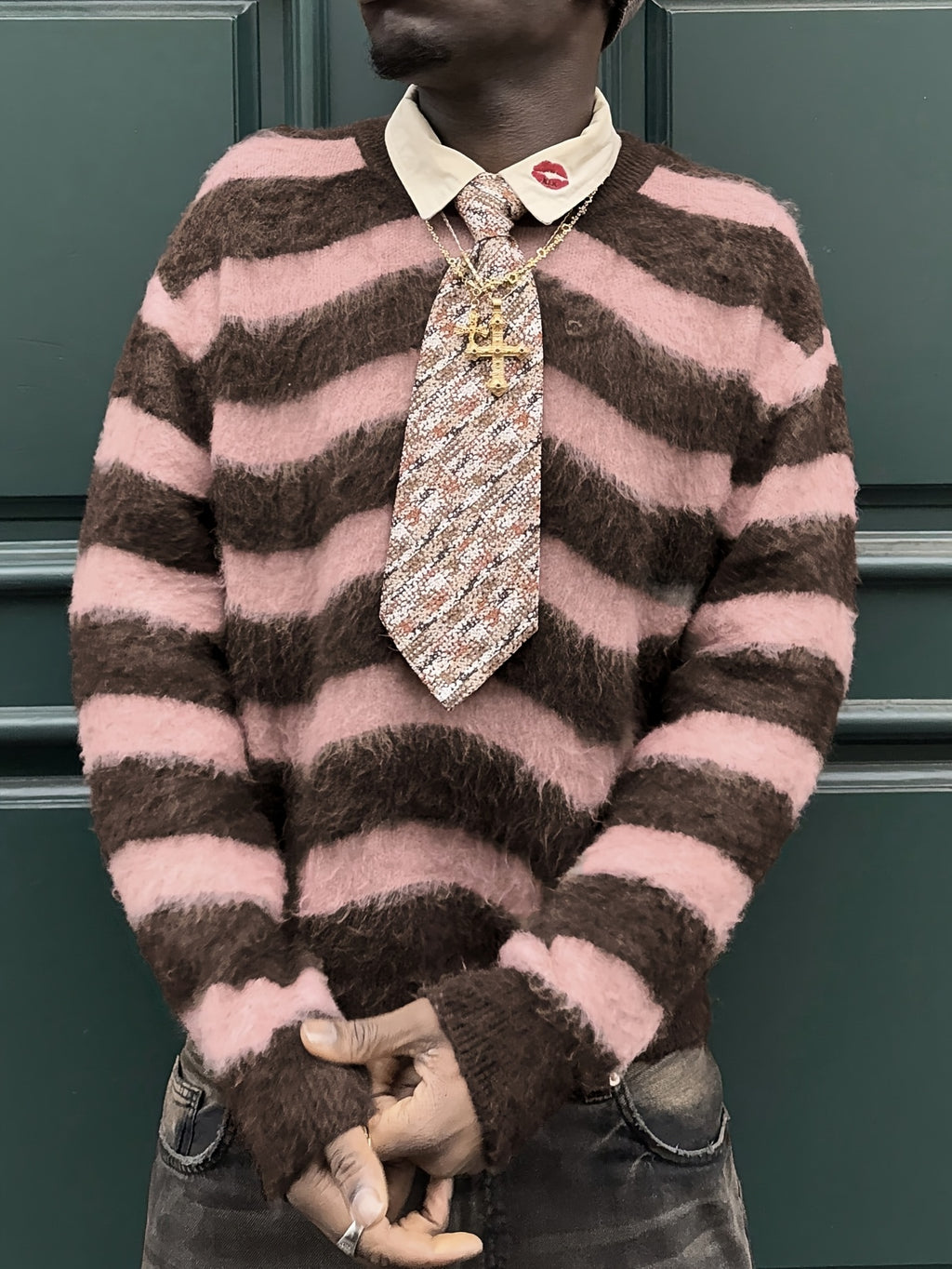 Nouveauté automne/hiver : Pull unisexe à manches longues et col rond rayé, style urbain.