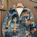 Chemise à manches longues vintage américaine en jacquard tissé pour homme, motif Van Gogh, idéale pour les étudiants en art.