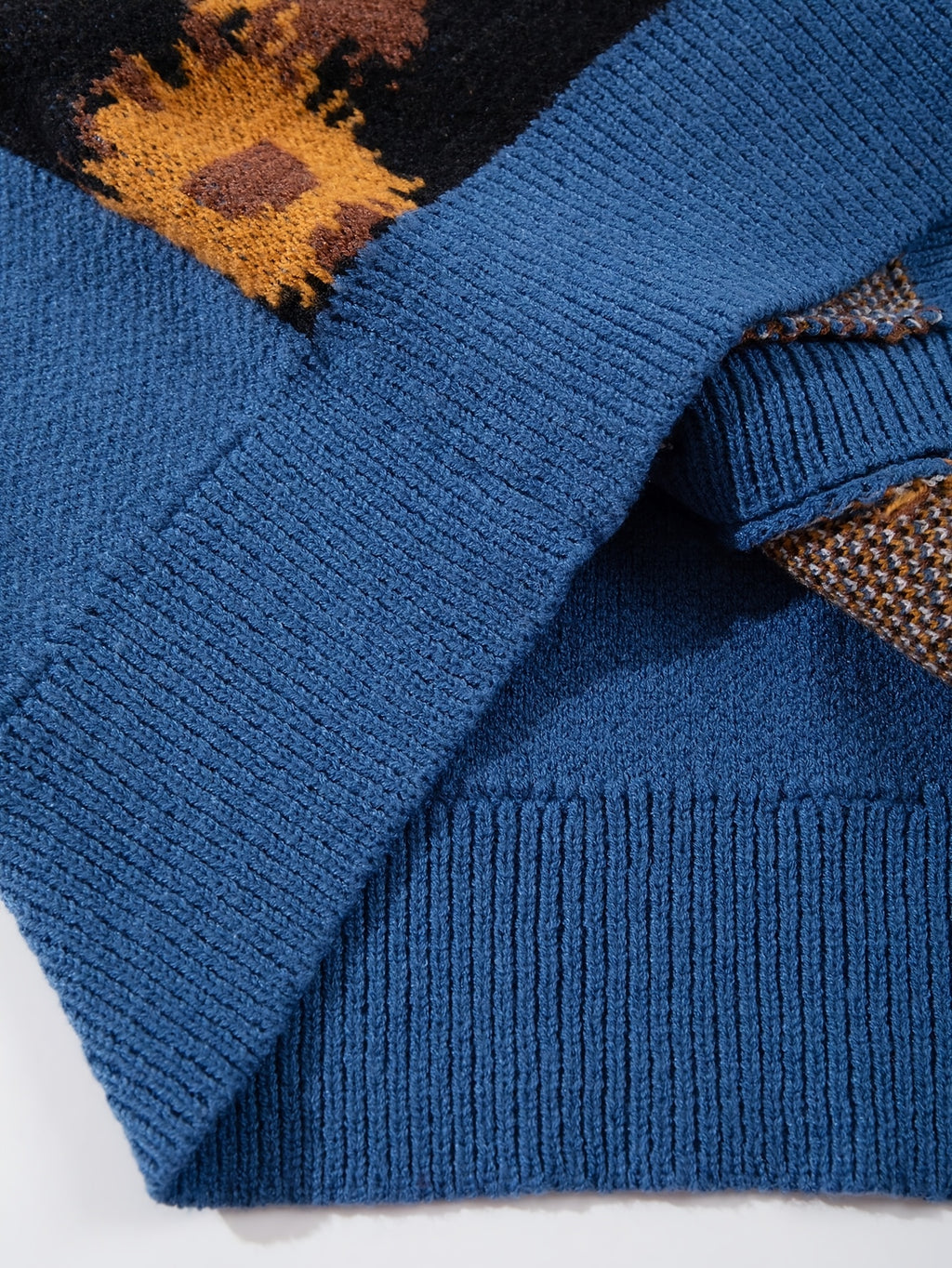 Gilet ample décontracté en maille à col V | Motif tournesol et maison, style peinture à l'huile, détails de boutons, manches longues, collection automne/hiver par ANDREILEE