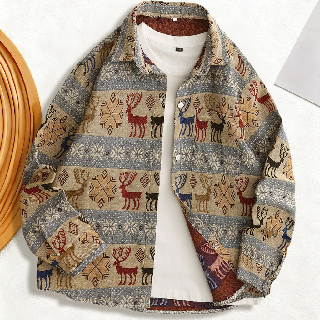 Chemise à manches longues vintage américaine en jacquard tissé pour homme, motif Van Gogh, idéale pour les étudiants en art.