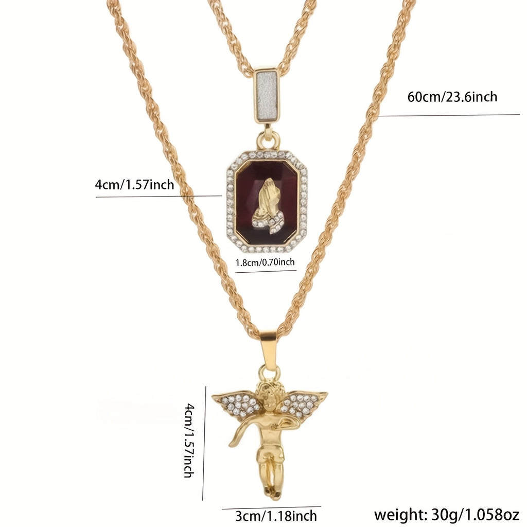 Un collier pendentif double couche style hip-hop pour homme, idéal à offrir aux pères, conjoints, petits amis, frères ou fils ; parfait pour les fêtes, la fête des pères, la Saint-Valentin et les anniversaires.