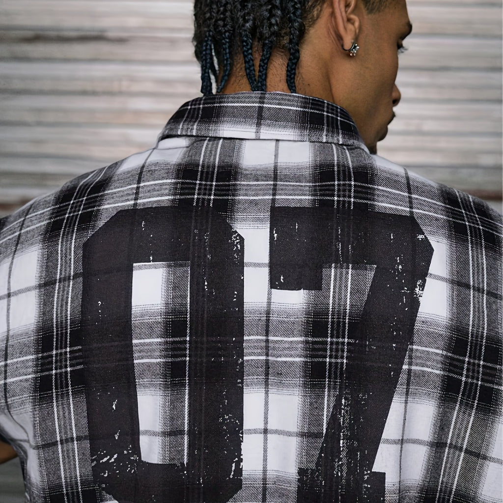 Chemise décontractée à manches courtes et imprimé patchwork, coupe ample, col à revers, plusieurs tailles pour homme
