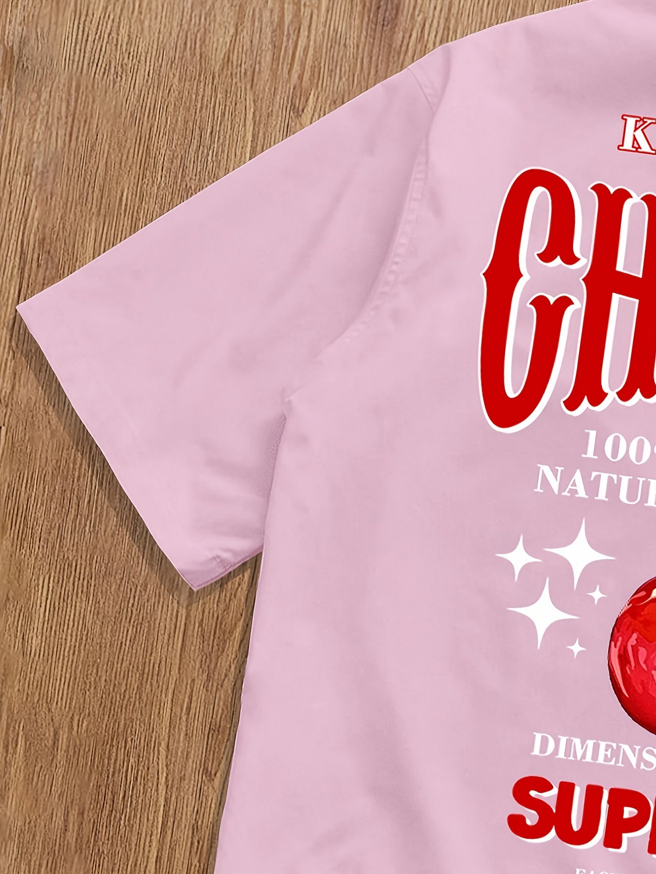 Chemise d'été décontractée à manches courtes pour homme avec motif de cerises et lettres au dos