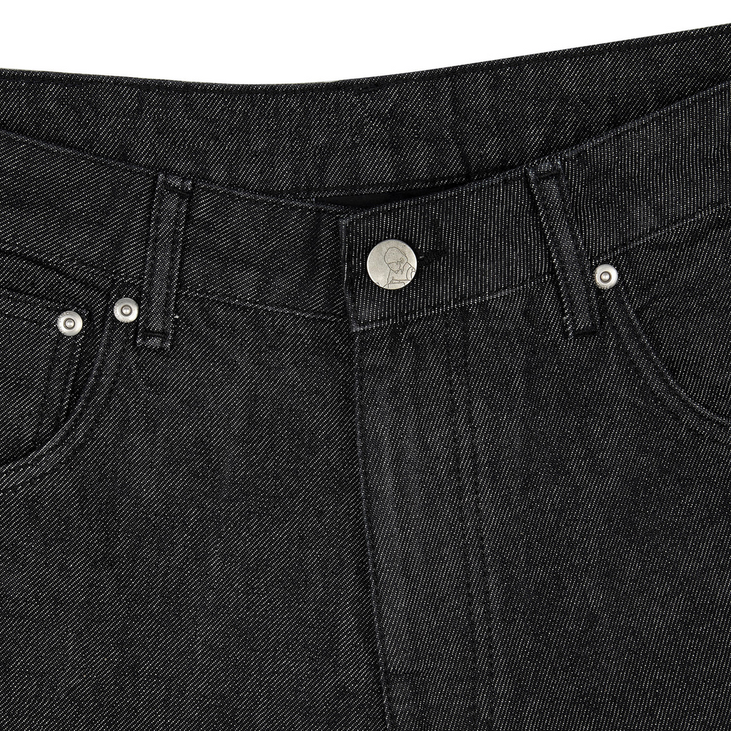 "Koi Fish V2" Jorts Raw Black