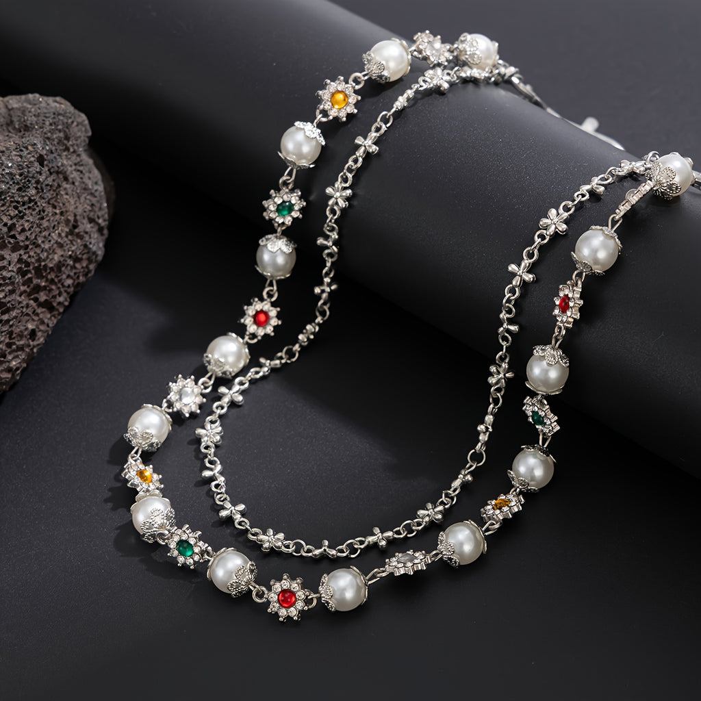 Chaîne en denim 1 pièce, petite chaîne à fleurs, style hip-hop, strass colorés, pendentif chaîne de taille, streetwear