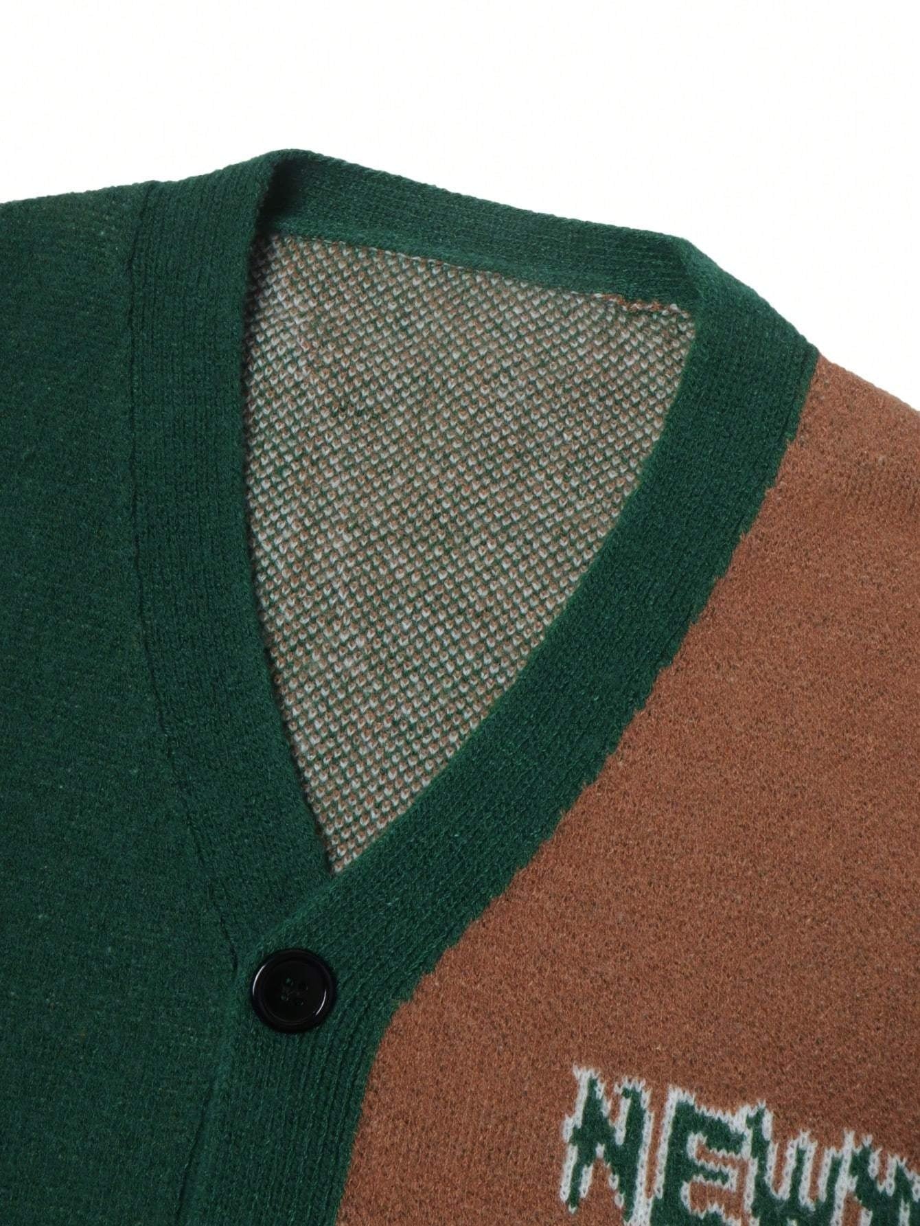 Cardigan homme style streetwear NEW YORK à motif de personnage de dessin animé, coupe ample et neutre, manches longues, col en V, boutons, idéal pour le printemps, l'automne et l'hiver