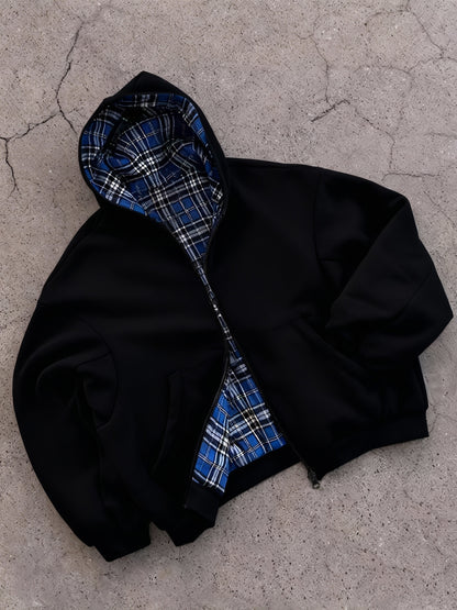 Y2K Vintage Plaid Hoodie, Carefully Selected for Wealth Attraction