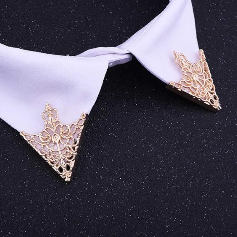 Lot de 2 pinces triangulaires rétro à motif ajouré, accessoires de mode raffinés pour costumes et chemises homme et femme