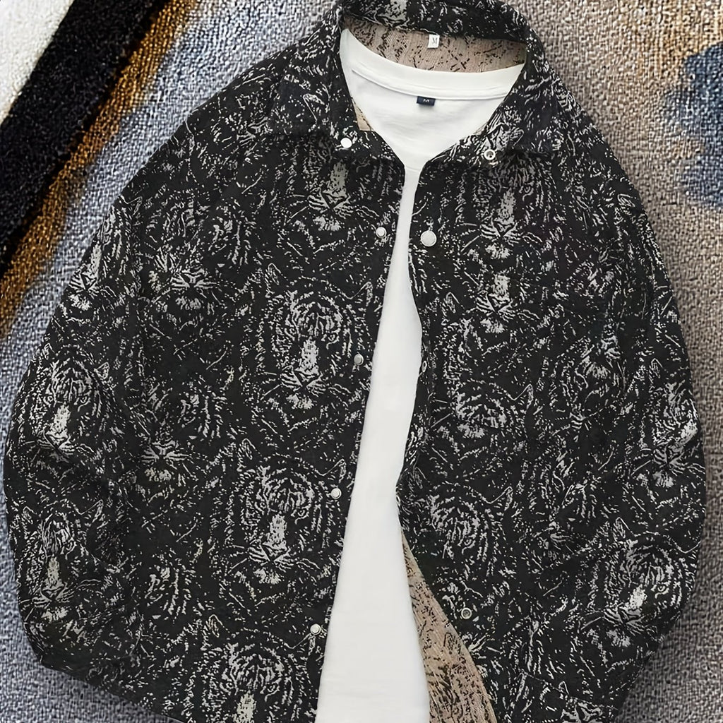 Veste Chemise Homme Vintage Américaine Ours Tissé, Chemise Décontractée Tendance Haut de Gamme pour l'Automne