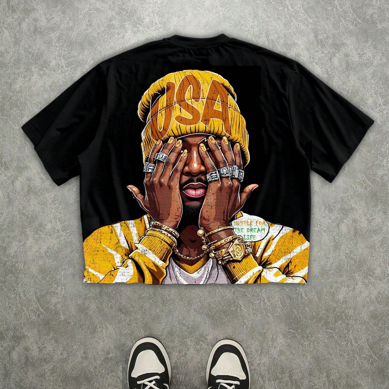 T-shirt blanc à manches courtes pour homme, imprimé numérique 3D, style streetwear hip-hop, t-shirt graphique rappeur, t-shirt à manches courtes pour homme, t-shirt décontracté à col rond et manches courtes pour homme