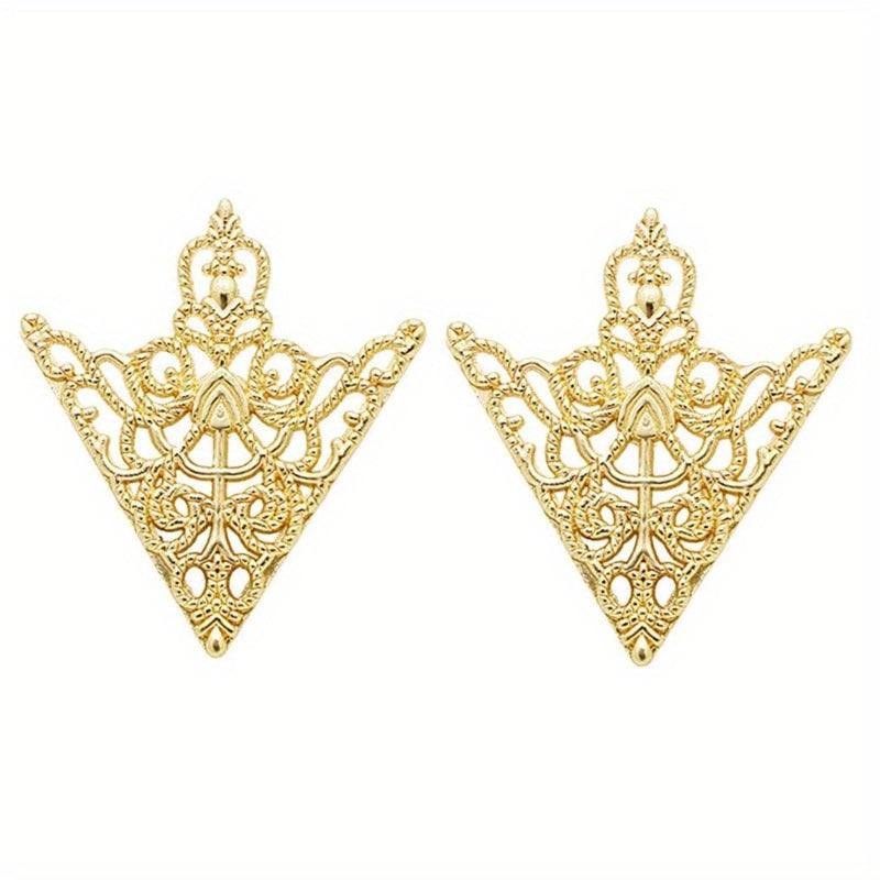 Lot de 2 pinces triangulaires rétro à motif ajouré, accessoires de mode raffinés pour costumes et chemises homme et femme