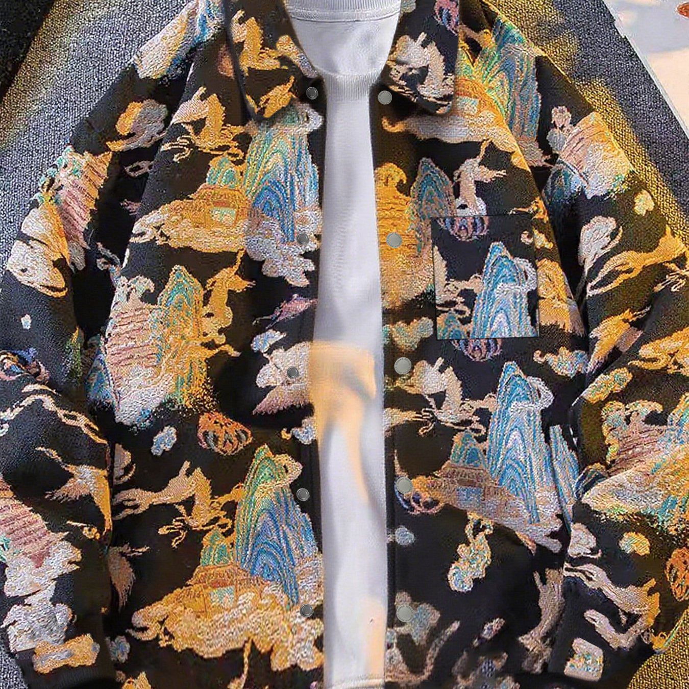 Veste Chemise Homme Vintage Américaine Ours Tissé, Chemise Décontractée Tendance Haut de Gamme pour l'Automne
