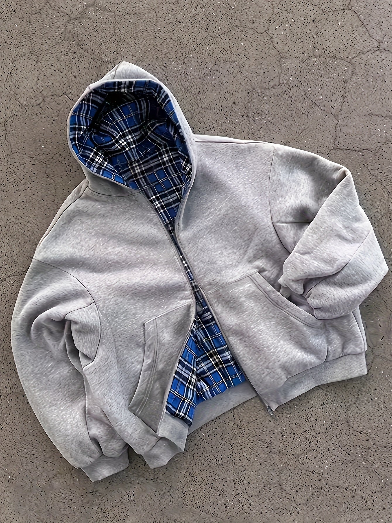 Sweat à capuche à carreaux vintage Y2K, soigneusement sélectionné pour attirer la richesse