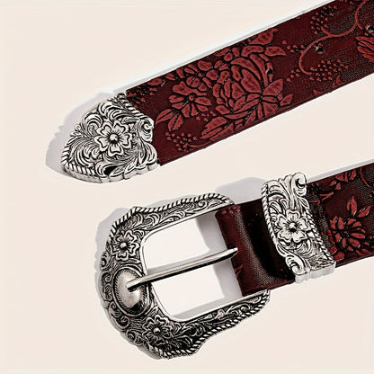 Boho 1pc Women's Western Cowgirl Style Printed Heavy Duty Belt, Perfect for Daily Wear Halloween Summer, School Fall, Autumn, Halloween