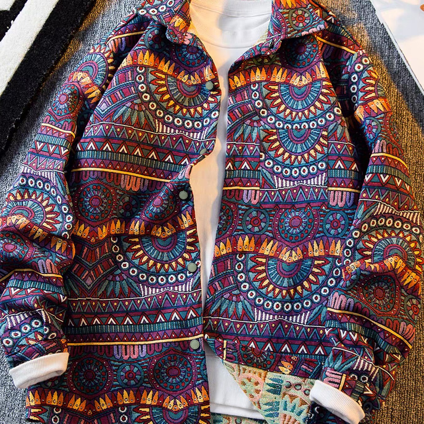 Veste Chemise Homme Vintage Américaine Ours Tissé, Chemise Décontractée Tendance Haut de Gamme pour l'Automne