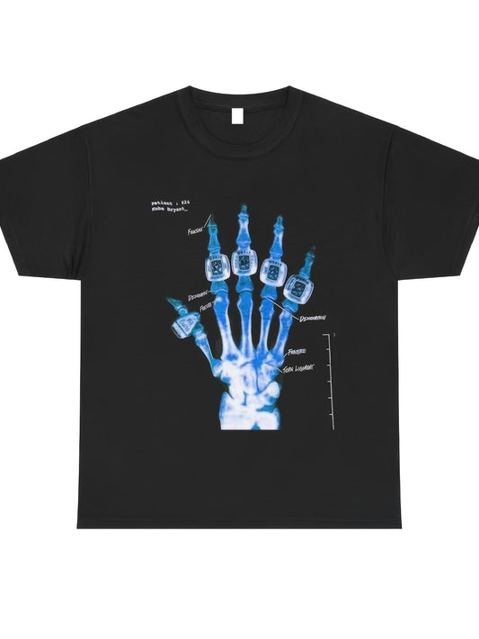 Ko Be Brya Nt Broken Not Beaten X Ray Rings Blue Vintage Bootleg Graphic T-Shirt Streetwear 230G