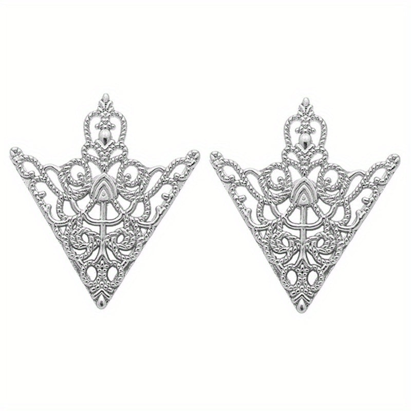 Lot de 2 pinces triangulaires rétro à motif ajouré, accessoires de mode raffinés pour costumes et chemises homme et femme
