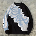 Nouveau pull unisexe décontracté style printemps-automne-hiver, idéal pour les trajets quotidiens, tendance et amusant, en maille jacquard à motif tête de mort, sans manches et col rond.