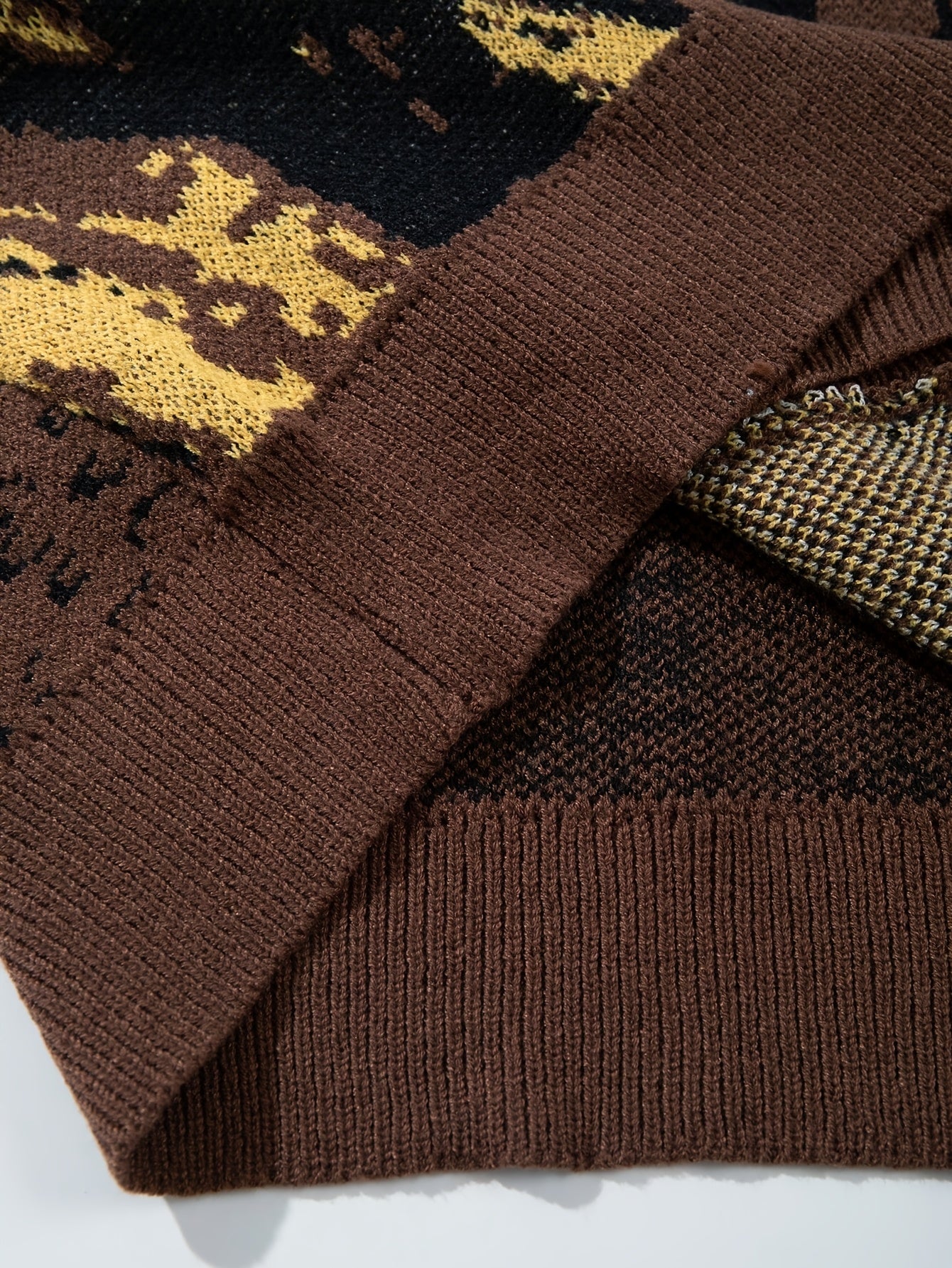 Cardigan homme décontracté en maille ample, motif Mona Lisa style vintage | Col V, manches longues, automne/hiver, ANDREILEE