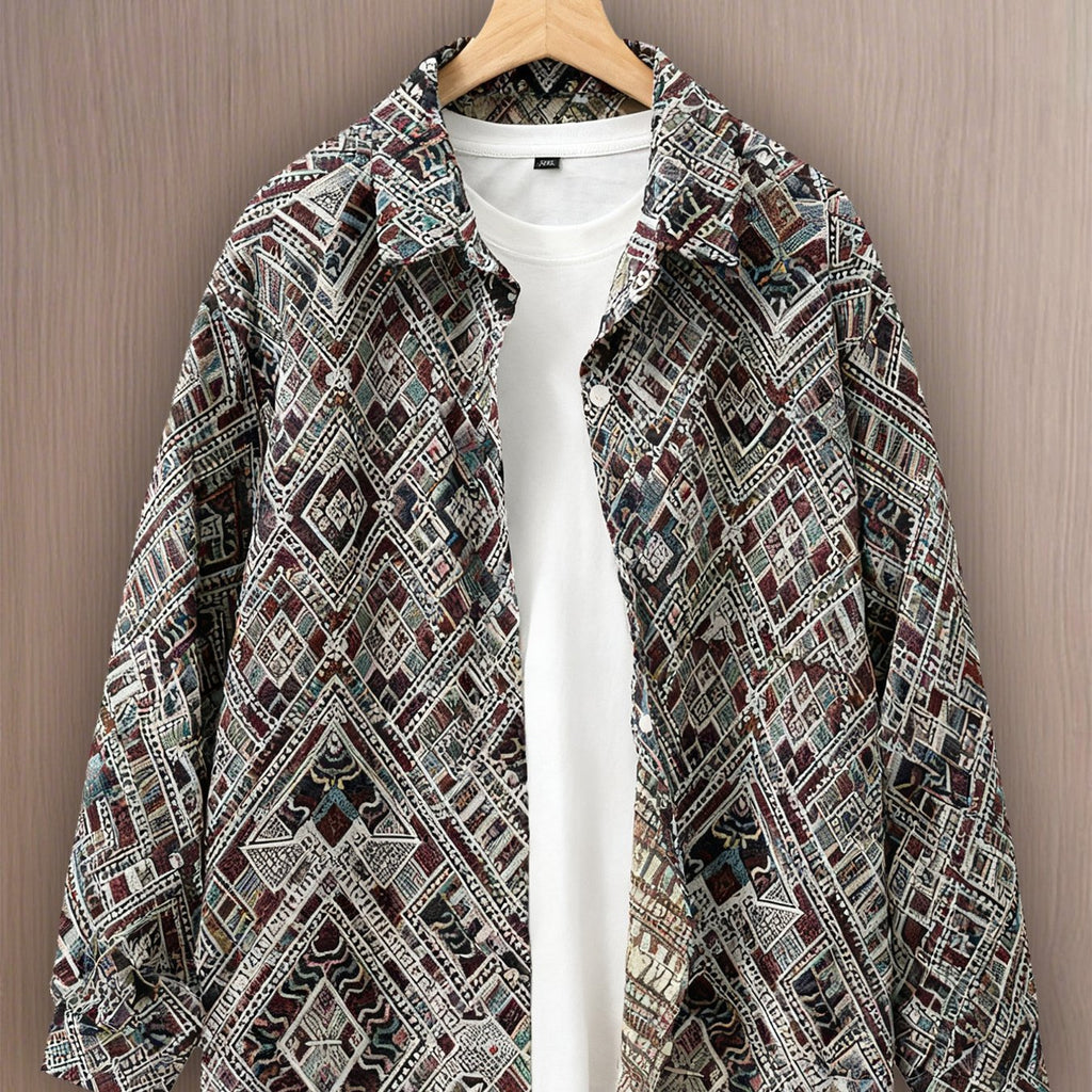 Veste Chemise Homme Vintage Américaine Ours Tissé, Chemise Décontractée Tendance Haut de Gamme pour l'Automne
