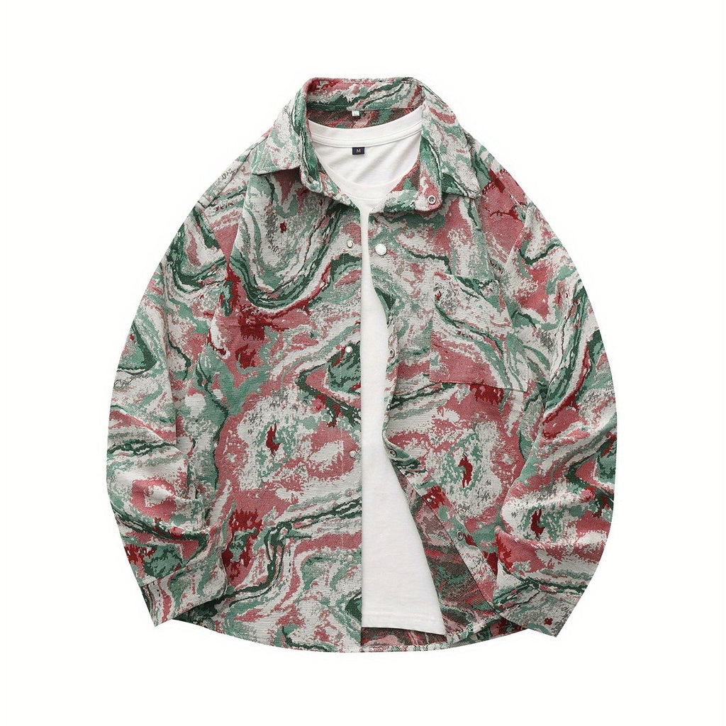 Veste Chemise Homme Vintage Américaine Ours Tissé, Chemise Décontractée Tendance Haut de Gamme pour l'Automne