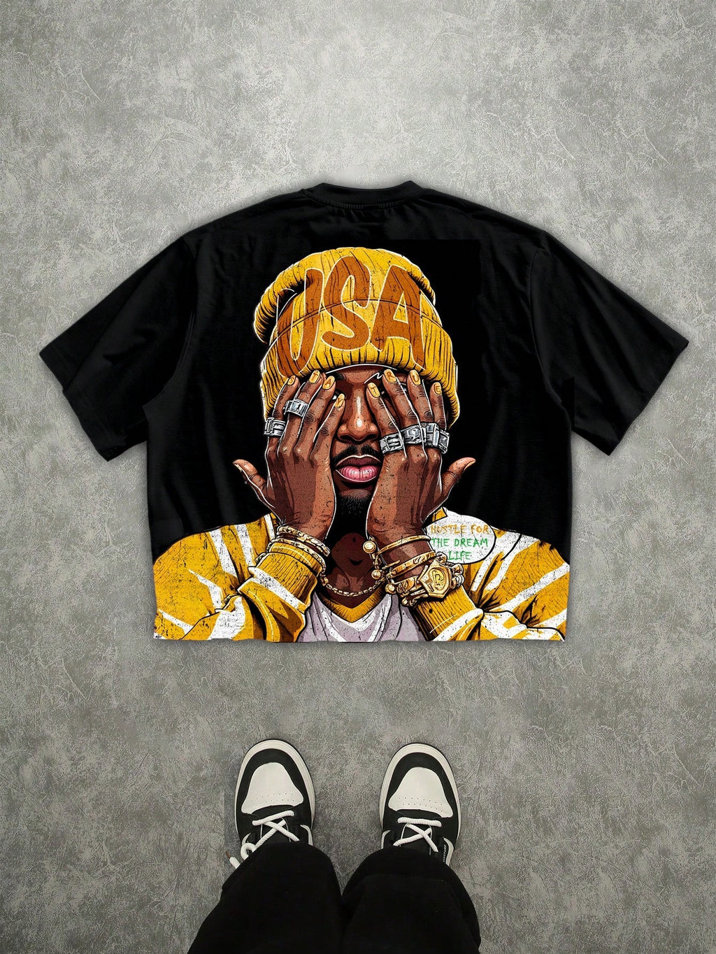 T-shirt blanc à manches courtes pour homme, imprimé numérique 3D, style streetwear hip-hop, t-shirt graphique rappeur, t-shirt à manches courtes pour homme, t-shirt décontracté à col rond et manches courtes pour homme