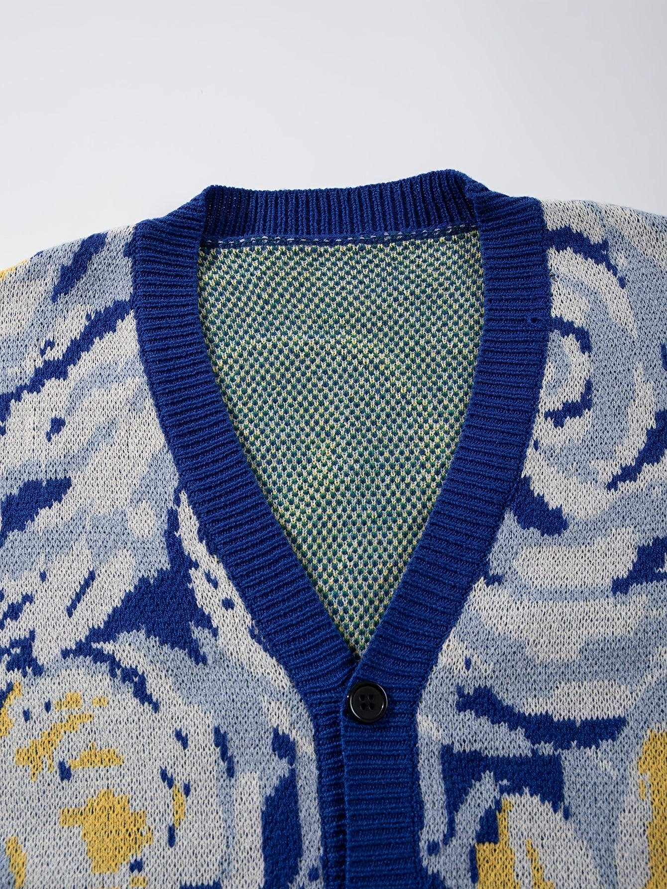 Nouveau pull unisexe décontracté pour hommes et femmes, idéal pour les trajets quotidiens, orné d'un motif abstrait inspiré des peintures à l'huile de Van Gogh, avec un design de cardigan à manches longues en maille.