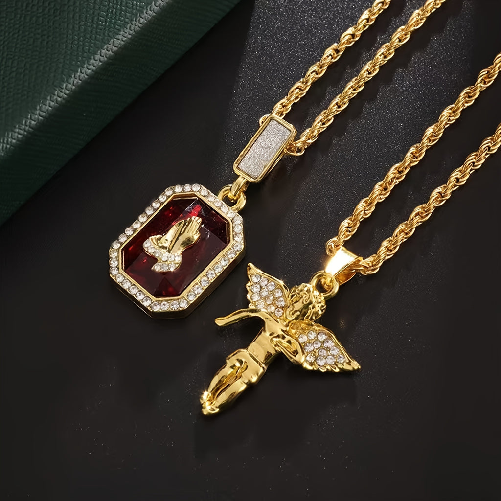 Un collier pendentif double couche style hip-hop pour homme, idéal à offrir aux pères, conjoints, petits amis, frères ou fils ; parfait pour les fêtes, la fête des pères, la Saint-Valentin et les anniversaires.