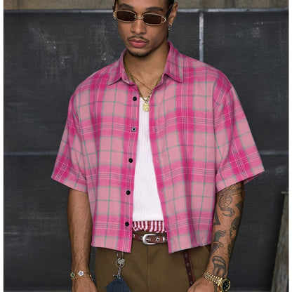 Men's Multi-Size Loose Fit Lapel Short Sleeve Printed Patchwork Casual Shirt