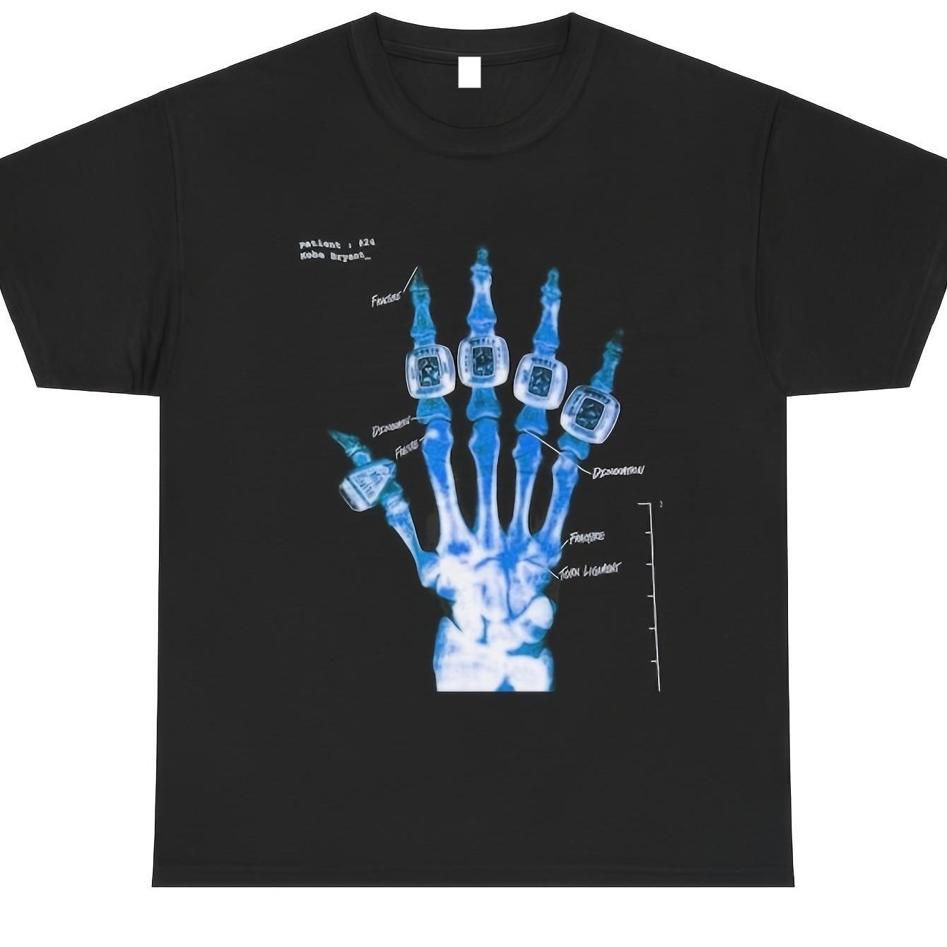 T-shirt gráfica vintage azul Ko Be Brya Nt Broken Not Beaten X Ray Rings Streetwear 230G