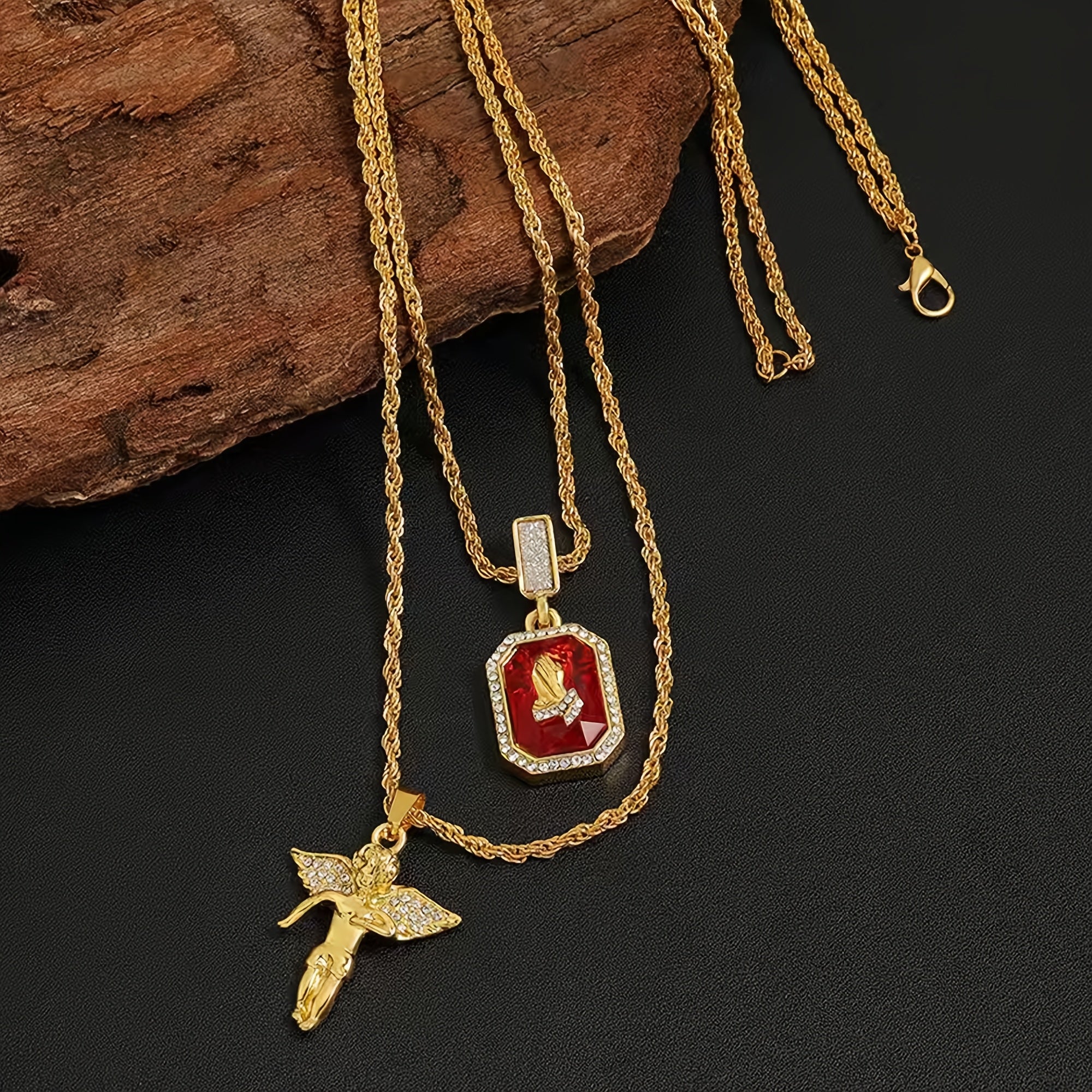 Un collier pendentif double couche style hip-hop pour homme, idéal à offrir aux pères, conjoints, petits amis, frères ou fils ; parfait pour les fêtes, la fête des pères, la Saint-Valentin et les anniversaires.