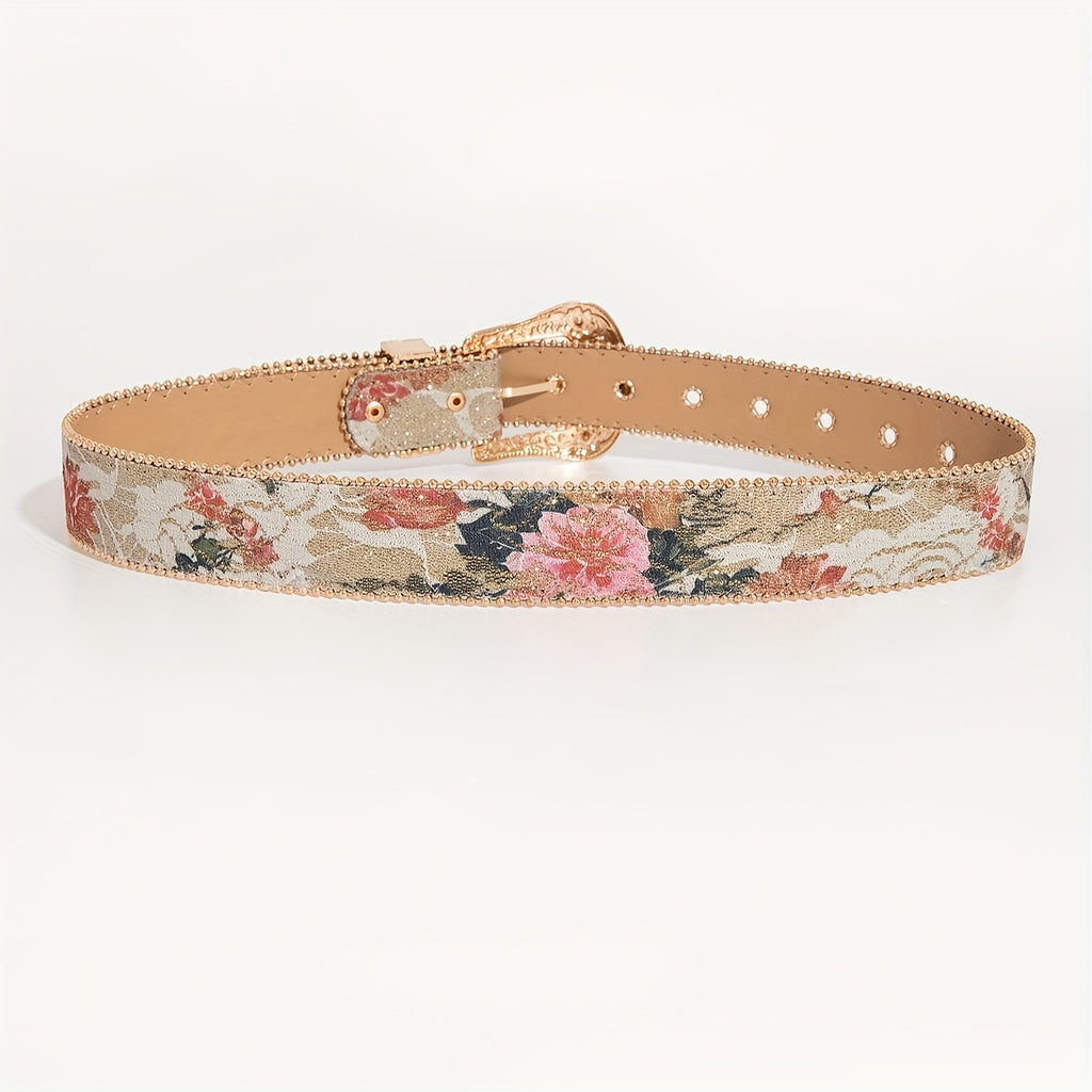 Ensemble 3 pièces style western sculpté avec chemise boutonnée à motif floral et broderie en maille, en denim pour femme, idéal pour les sorties quotidiennes et les robes de soirée, à porter avec une ceinture pour homme