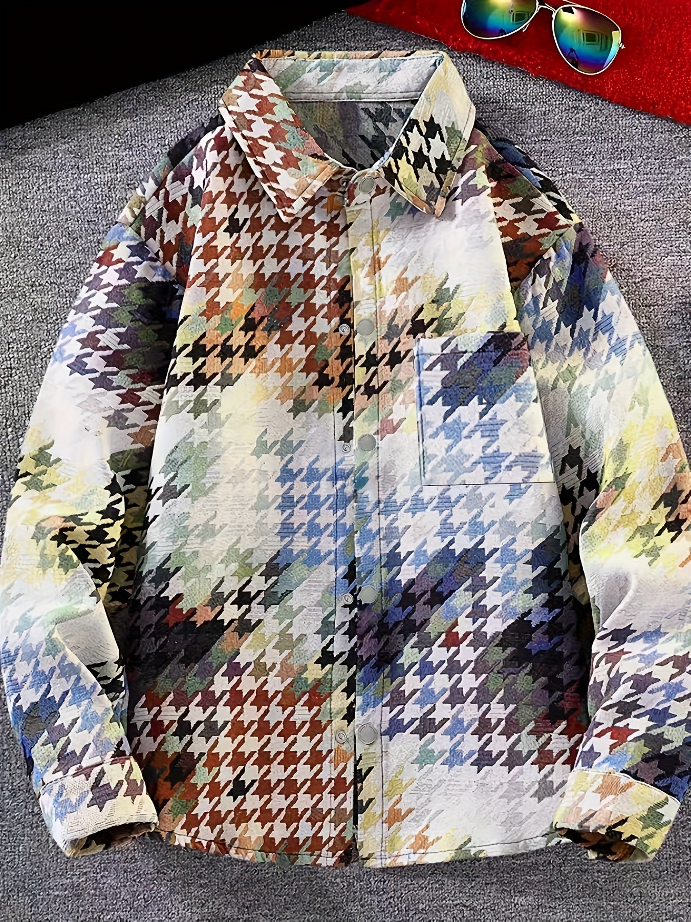 Veste Chemise Homme Vintage Américaine Ours Tissé, Chemise Décontractée Tendance Haut de Gamme pour l'Automne