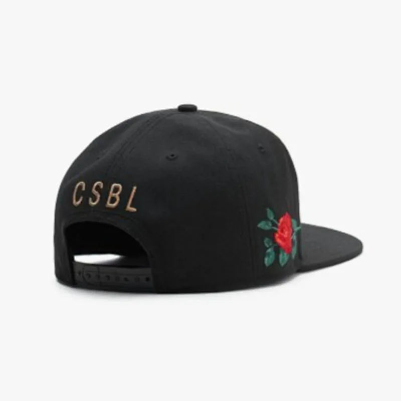 Casquette PANGKB Brand MI CASA CAP noire à fleurs, style hip-hop, snapback, pour homme et femme, adulte, décontractée, pour les activités de plein air, casquette de baseball couleur os