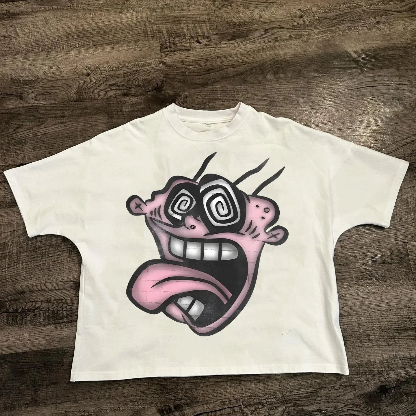 T-shirt ample unisexe en coton style hip-hop streetwear Harajuku avec motif de dessin animé américain chic