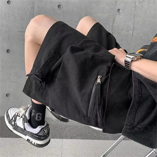 2024 Black Cool Cargo Shorts for Men and Women Couples Thin Loose Dopamine Sports Casual Korean Hip Hop Outwear Shorts Men