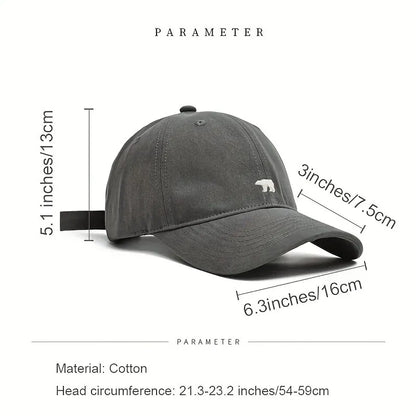 Stylish Bear Embroidered Baseball Cap Sun Protective Breathable Adjustable Ideal Casual Hat Men Women Unisex Baseball Cap