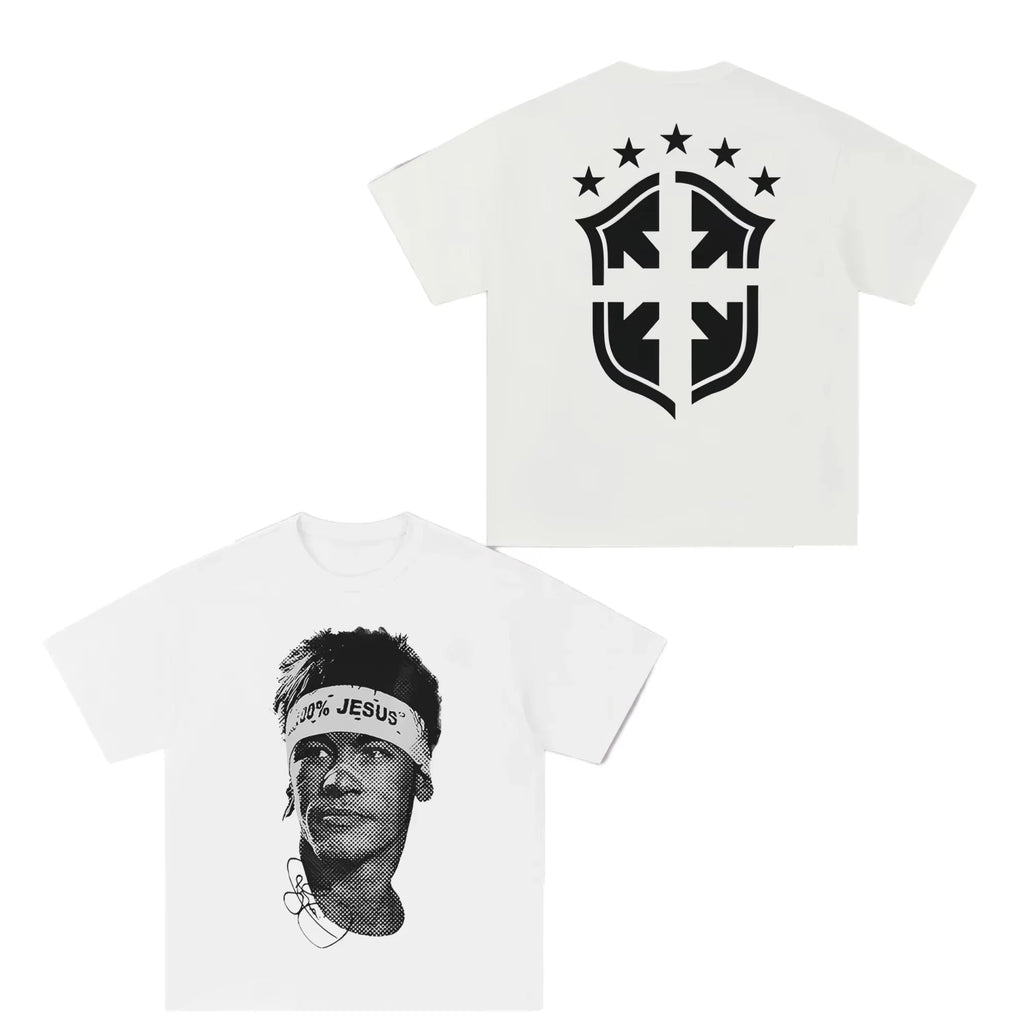 Neymar Star de Football Américain Impression 100% Coton T-shirt à Manches Courtes Hommes Femmes Vêtements Athleisure Imprimé Mode T-shirt Oversize