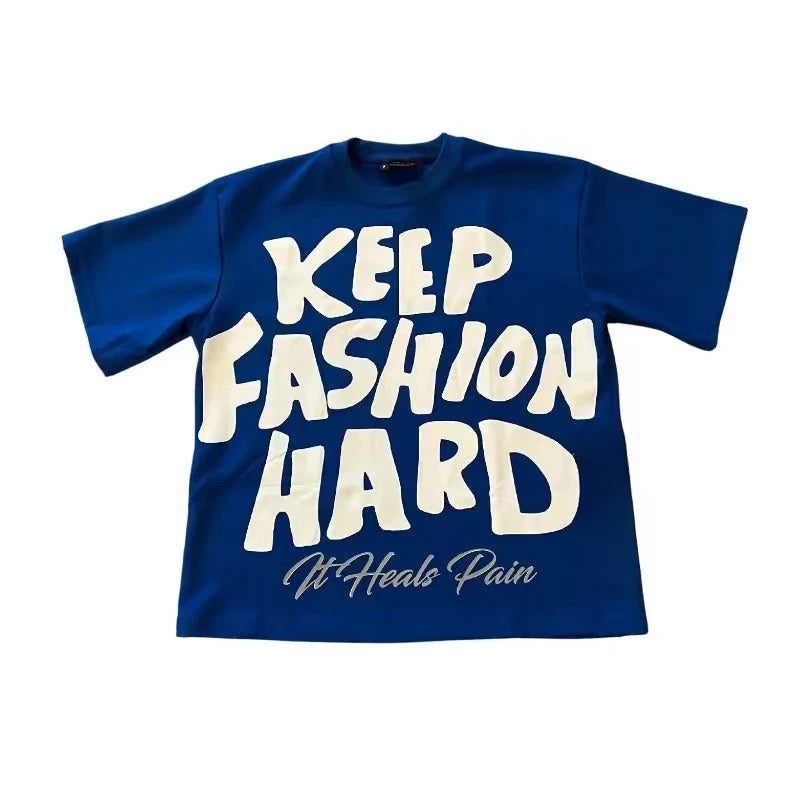 T-shirt Imprimé Graphique Col Rond Pur Coton High Street Nouveau Femme Tendance Marque Ample Décontracté Couple Américain Harajuku Y2k