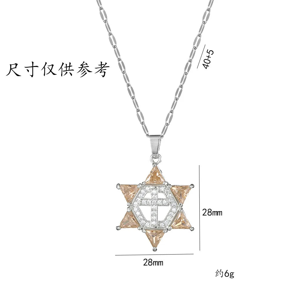 Collier en argent sterling avec pendentif étoile de David, pour femme, avec cristaux mobiles, bijoux hébraïques israéliens, en acier inoxydable, pendentifs Hanouka