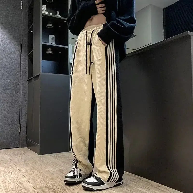 Striped Straight-Leg Sweatpants