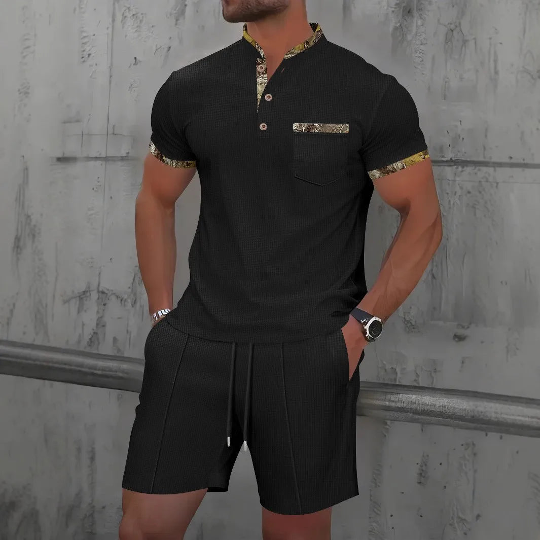 Waffle Zip-Up Polo