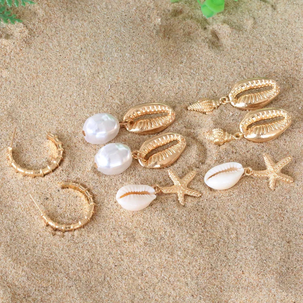 Shell & Pearl Earring Set