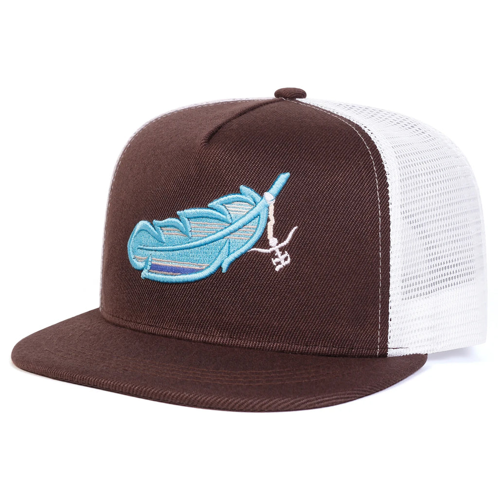 Chapeaux de filet de Hip-hop Unisexe Coloré Broderie Plume Printemps Été Réglable Décontracté Casquettes de Baseball Chapeau de Protection Solaire