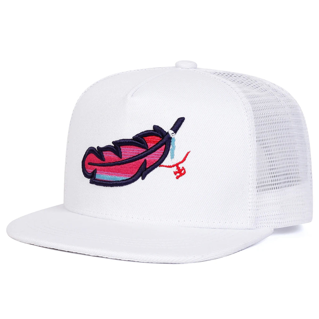 Chapeaux de filet de Hip-hop Unisexe Coloré Broderie Plume Printemps Été Réglable Décontracté Casquettes de Baseball Chapeau de Protection Solaire