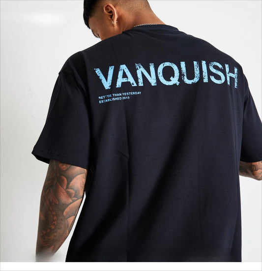 T-shirt de training ample à manches longues et col rond en coton épais VQ Fitness pour le fitness