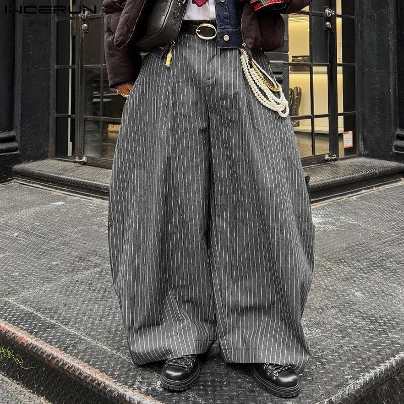 Striped Wide-Leg Joggers