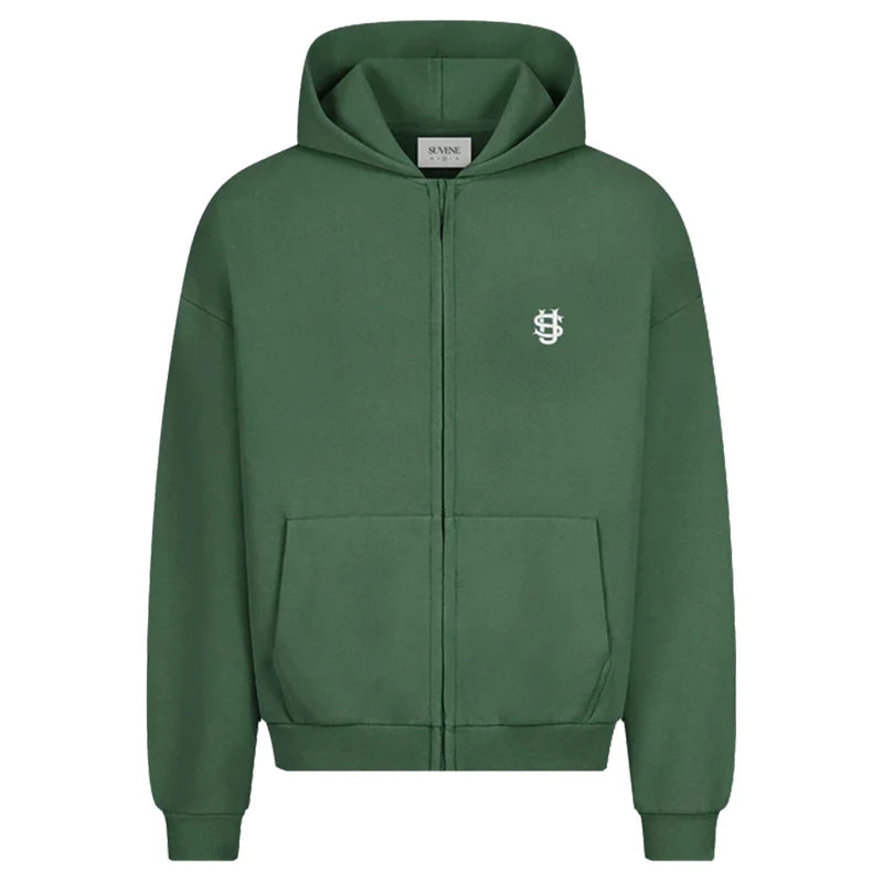 Sweat à capuche de survêtement couleur unie style streetwear