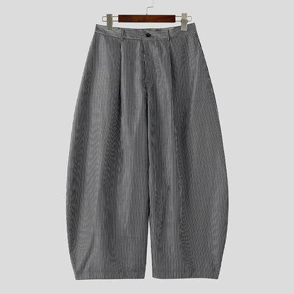 INCERUN Men's Wide Leg Pants Striped Joggers Oversize Button Casual Trousers Men Streetwear 2025 Fashion Loose Long Pants S-5XL